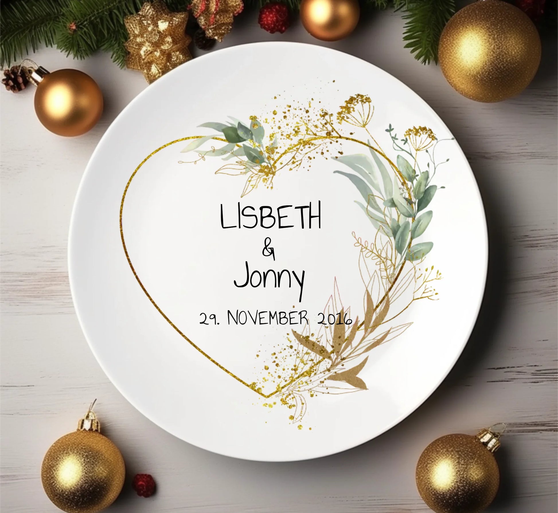 Personalisierter Hochzeitsteller mit Namen & Datum, Geschenk zur Hochzeit, Geschenk Brautpaar, ideal als Gästeteller