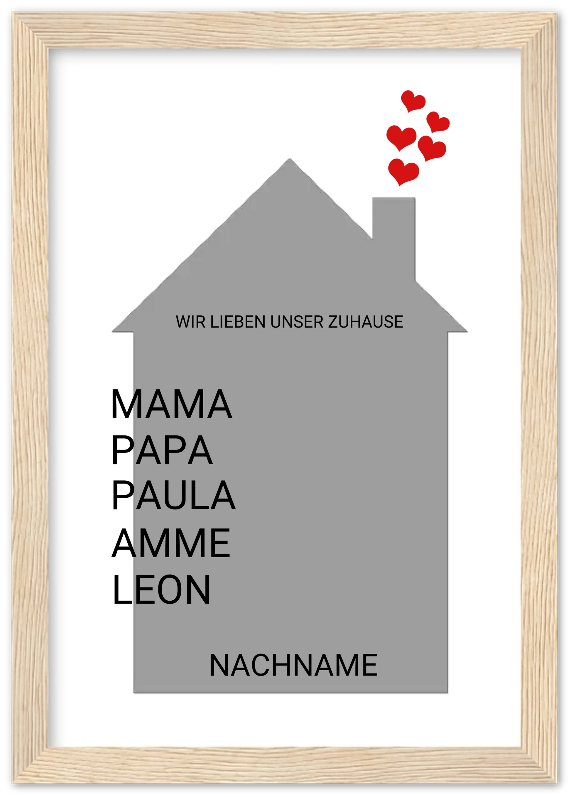 Zeitraum-Kunstdruck | Zuhause Personalisiertes Geschenk zur Hauseinweihnung, Richtfest, Umzug, erste Wohnung, Geburtstagsgeschenk, Weihnachtsgeschenk Familie Premium Matte Paper Wooden Framed Poster - Wood - Vertical Gerahmtes Poster A4 21x29.7 cm