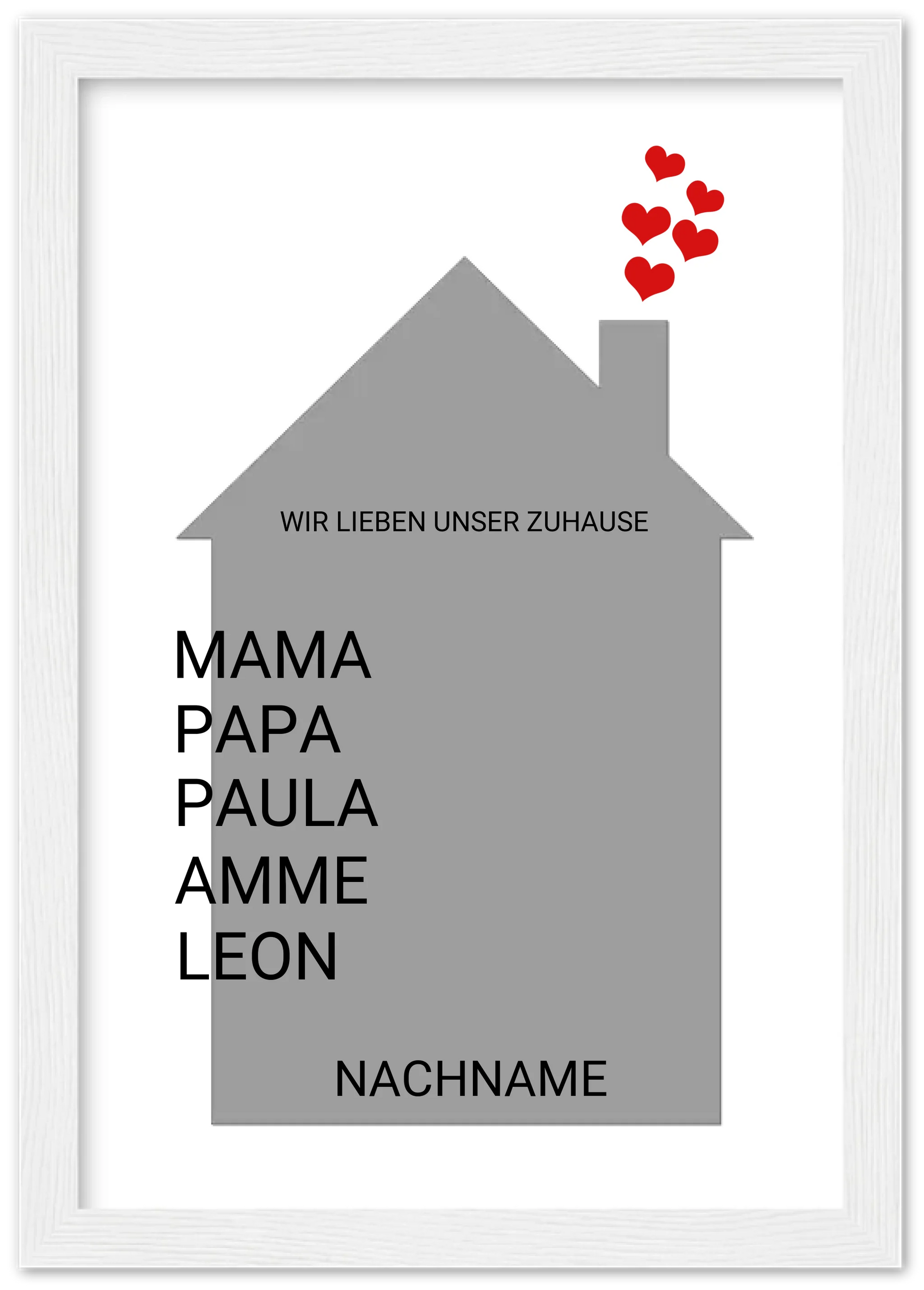 Zeitraum-Kunstdruck | Zuhause Personalisiertes Geschenk zur Hauseinweihnung, Richtfest, Umzug, erste Wohnung, Geburtstagsgeschenk, Weihnachtsgeschenk Familie Premium Matte Paper Wooden Framed Poster - White - Vertical Gerahmtes Poster A4 21x29.7 cm