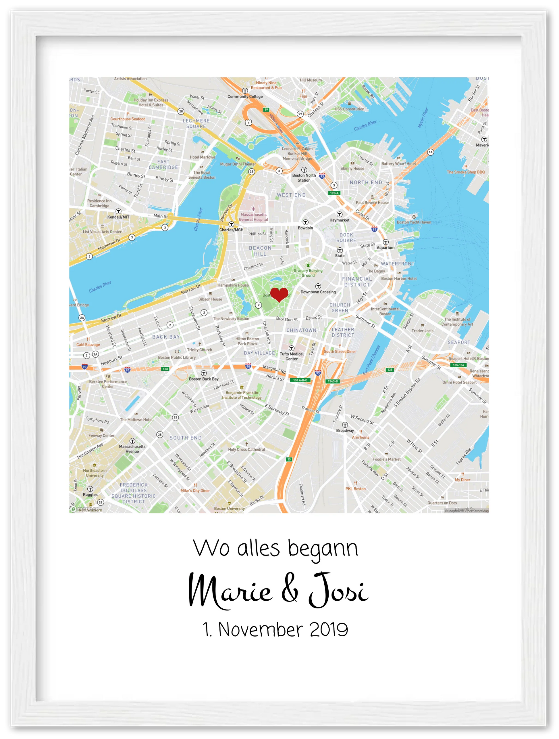 Personalisiertes Hochzeitsgeschenk "Wo alles begann" | Brautpaar Geschenk Hochzeit | Hochzeitstag Jahrestag Verlobung | Geschenk Pärchen