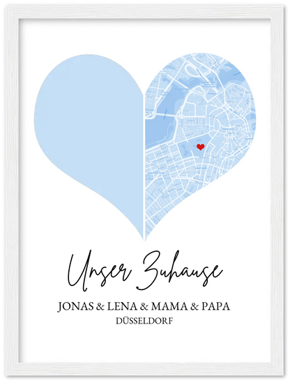 Muttertagsgeschenk Vatertagsgeschenk Geburtstagsgeschenk | Zuhause FAMILIE Poster | Fotoposter Koordinaten Stadtkarte Premium Matte Paper Wooden Framed Poster - White - Vertical Gerahmtes Poster