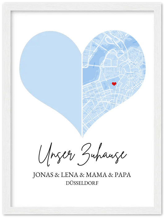 Muttertagsgeschenk Vatertagsgeschenk Geburtstagsgeschenk | Zuhause FAMILIE Poster | Fotoposter Koordinaten Stadtkarte Premium Matte Paper Wooden Framed Poster - White - Vertical Gerahmtes Poster