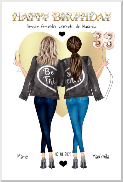 Geburtstagsgeschenk 25. Geburtstag Freundin Bild, Geschenk Schwester, Mama, Kollegin - gift for your bestie Leinwanddruck Leinwandbild