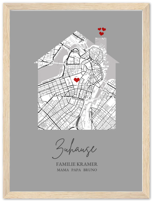 Einweihungsgeschenk Zuhause Poster Geschenk Einzug Haus Wohnung | Koordinaten Bild | Richtfest Hausbau Premium Matte Paper Wooden Framed Poster - Wood - Vertical Gerahmtes Poster