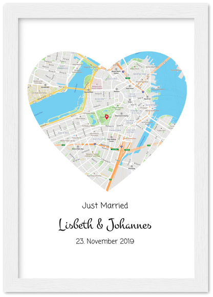 Hochzeitsgeschenk | Gerahmtes Koordinaten Poster Haus im Stadtkarte Design | Geschenkidee Hochzeit  -Valentinstaggeschenk | Geburtstagsgeschenk
