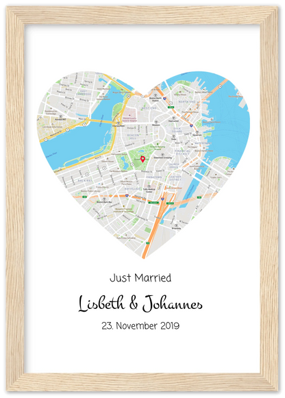 Hochzeitsgeschenk | Gerahmtes Koordinaten Poster Haus im Stadtkarte Design | Geschenkidee Hochzeit  -Valentinstaggeschenk | Geburtstagsgeschenk