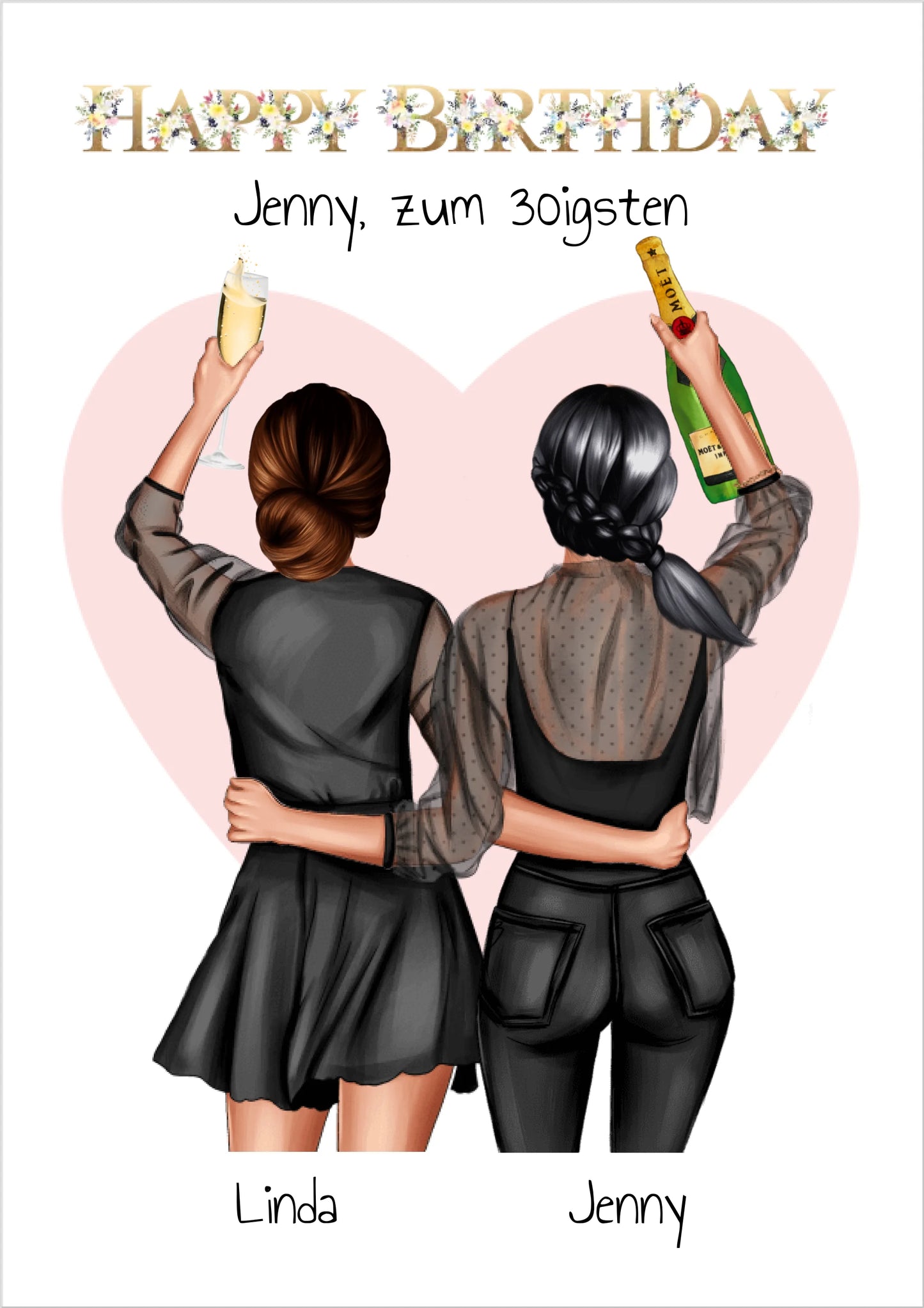 Poster Geschenk beste Freundin 30 Geburtstag- Bild Geschenk personalisiert - Geschenkidee 18, 20, 25, 30, 35 Geburtstag