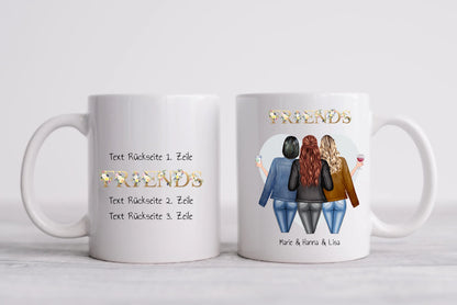 3 Beste Freundinnen Geschenk Tasse, Personalisierte Tasse Freundin, Geschenk Schwester, Geburtstagsgeschenk