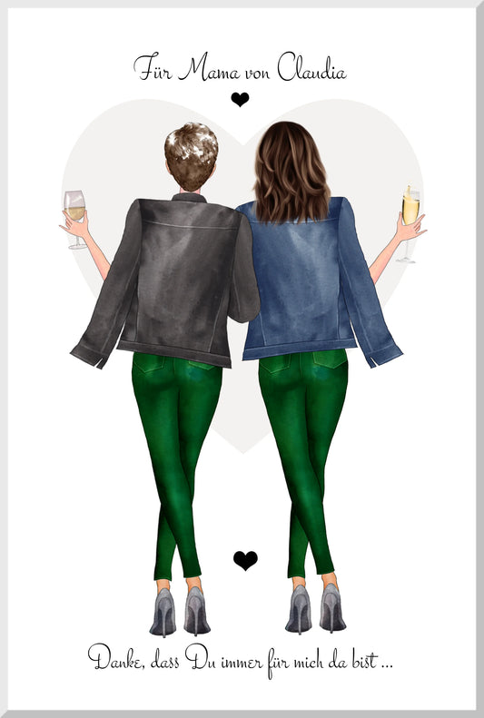 Muttertagsgeschenk personalisiertes Poster für die beste Mama - auch als Geburtstagsgeschenk Leinwanddruck Leinwandbild