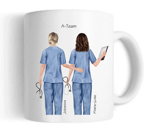 2 Beste Krankenschwester Team Tasse, Personalisierter Kaffeebecher, Geschenkidee Kollegin, Tassendruck, Ostern, Pflegerin, Ärztin