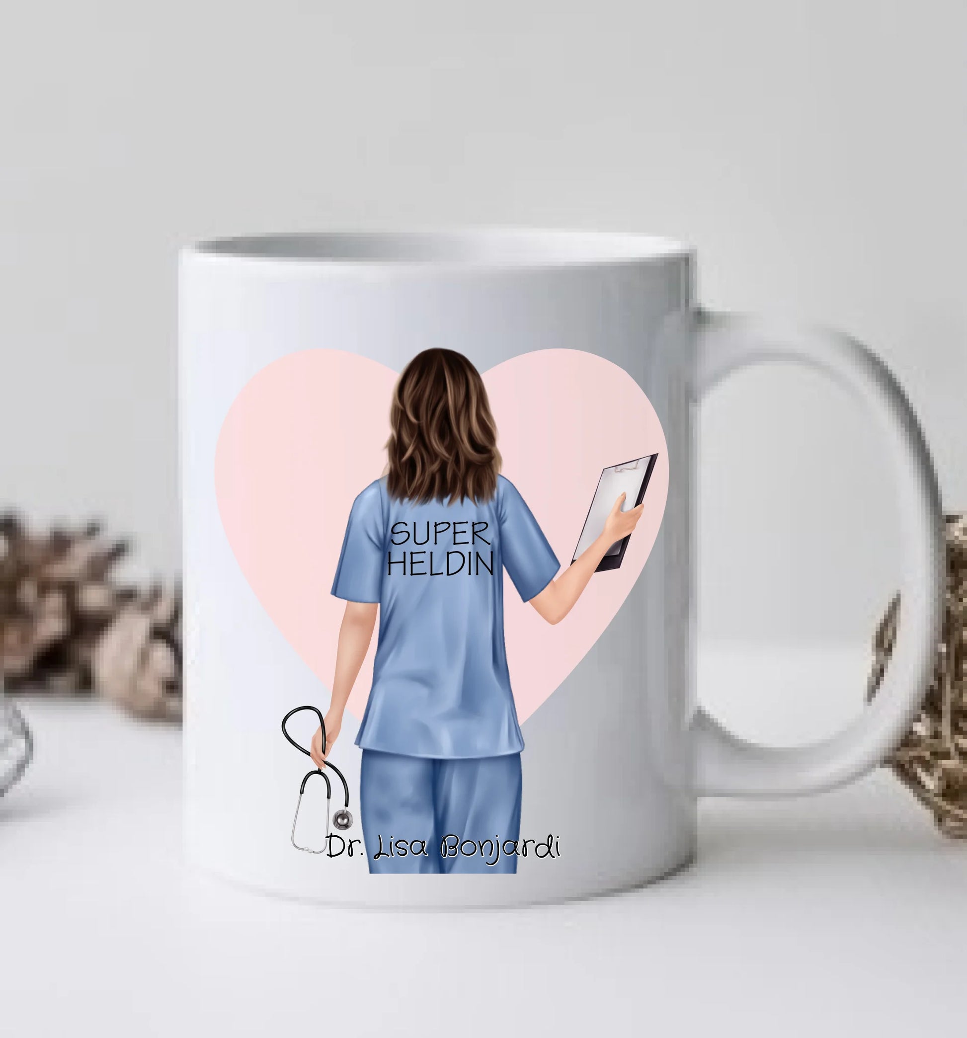 Danke Geschenk Ärztin, Krankenschwester, Kollegin  personalisierte Tasse, Geschenk Altenpflege, Arzthelferin, mit Namen und Spruch. Abschiedsgeschenk.