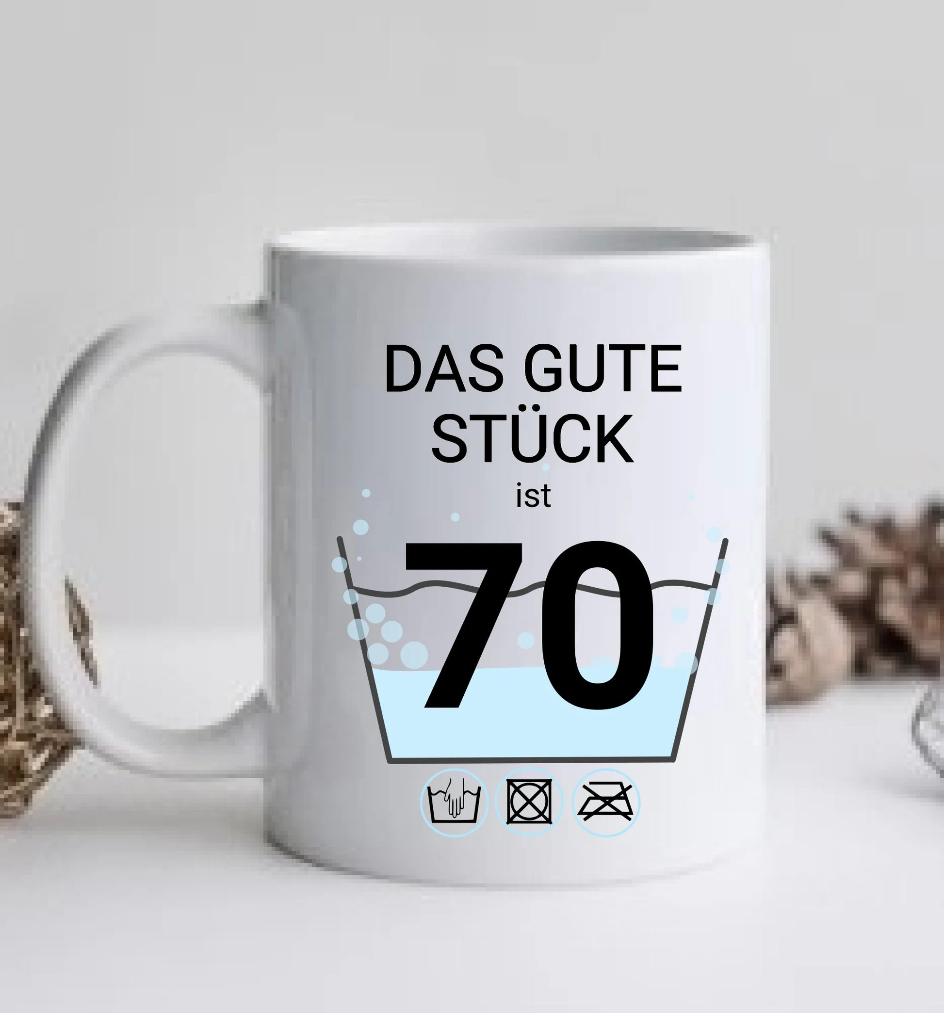 Geburtstageschenk personalisierte Tasse -  70 Jahre Schonend behandeln - das gut Stück ist 18mit Geburtstagszahl und Namenpersonalisiert. Geschenkidee Geburtstag 