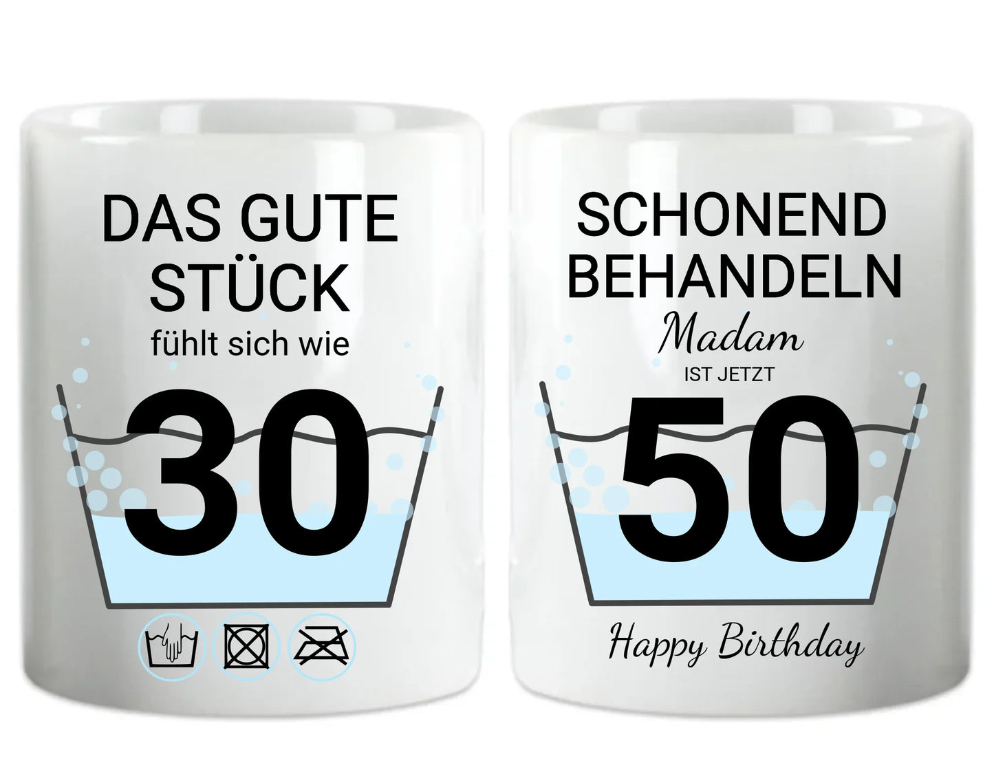 Geburtstageschenk personalisierte Tasse -  Schonend behandeln - das gut Stück ist 35, 40, 50, 60, 70 mit Geburtstagszahl und Namenpersonalisiert. Geschenkidee Geburtstag  Mama. Papa, Oma und Opa.