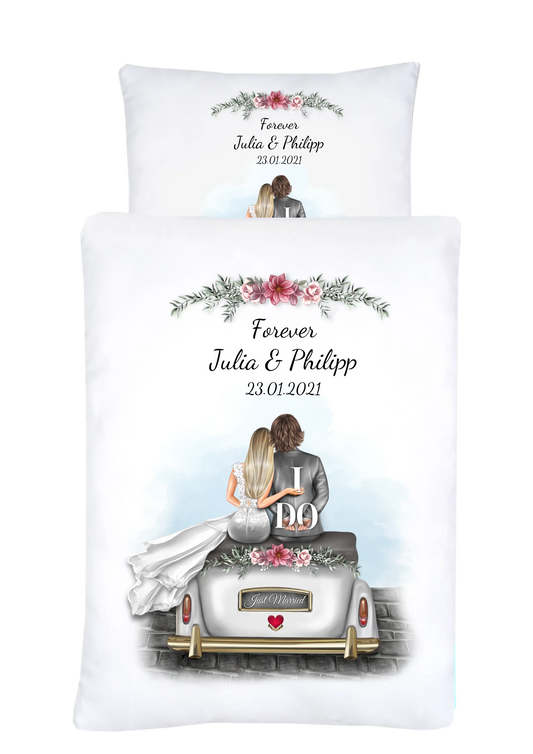 Personalisiertes Geschenk Hochzeit Bettwäsche für Verliebte, Paare, Partnergeschenk