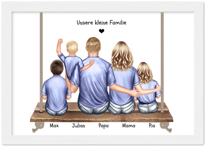 Geschenk Familie Bild mit 3 Kindern-Poster Familie-Familienbild Personalisiert-Familienposter-Geschenk Papa- Geschenk Mama Geschenk Frau Mann-Geburtstag Mama Papa