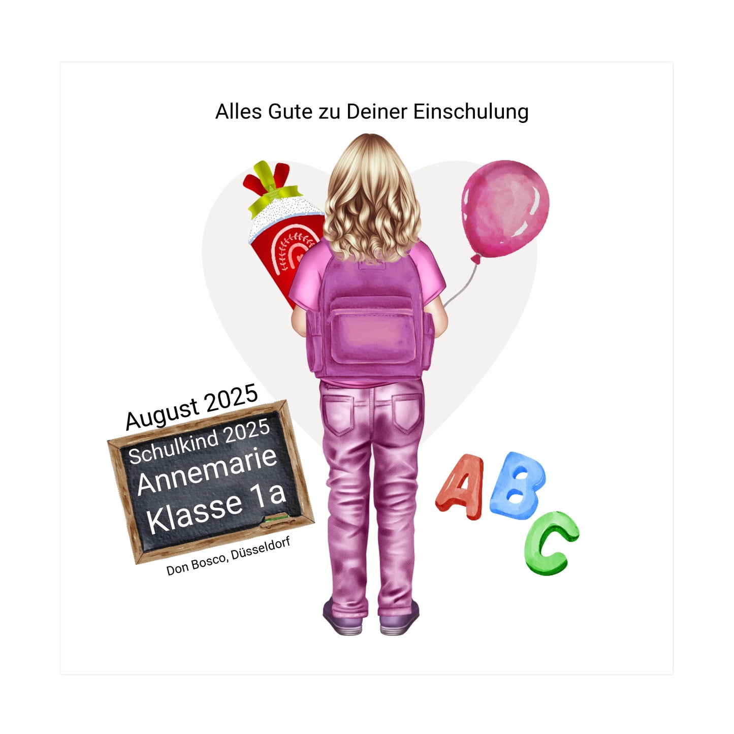 Personalisiertes Poster Geschenk - Einschulungsgeschenk Schulkind 2025 Mädchen 2