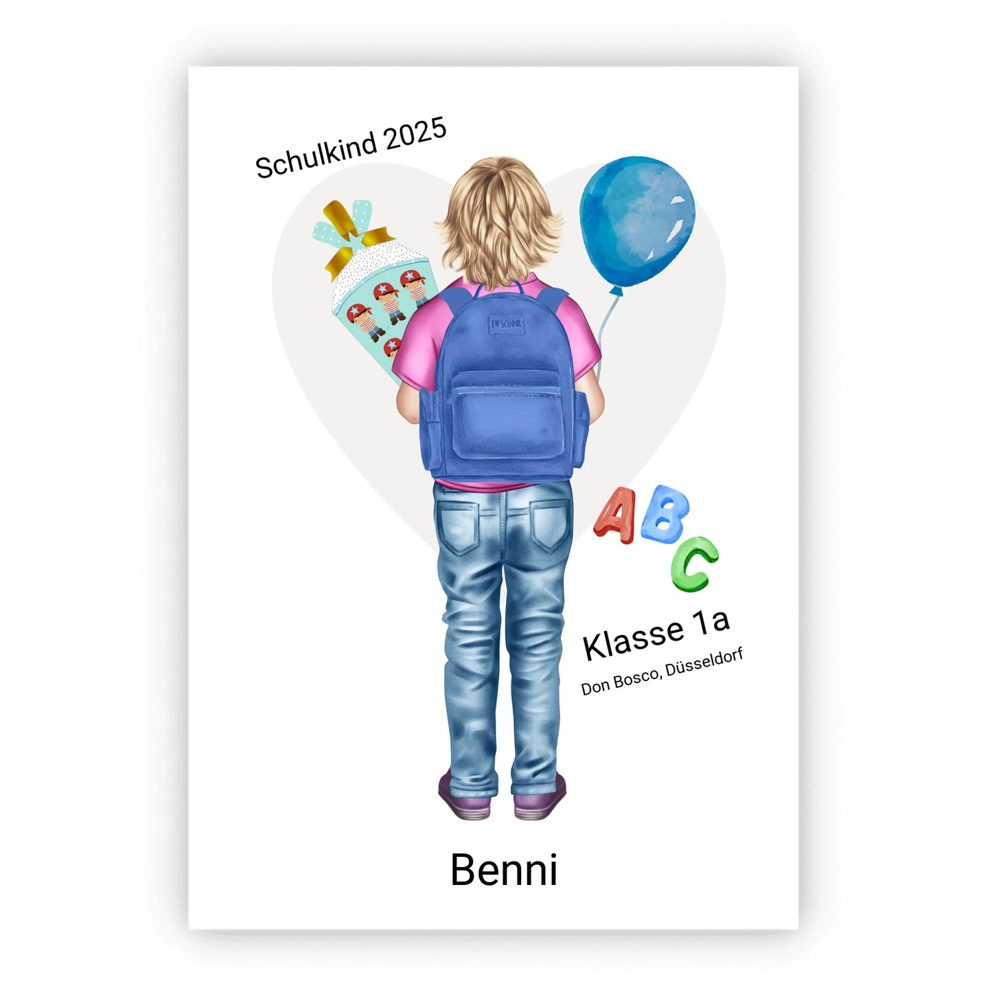Einschulung Geschenk Erster Schultag | personalisiertes Poster Geschenk Junge zur Einschulung