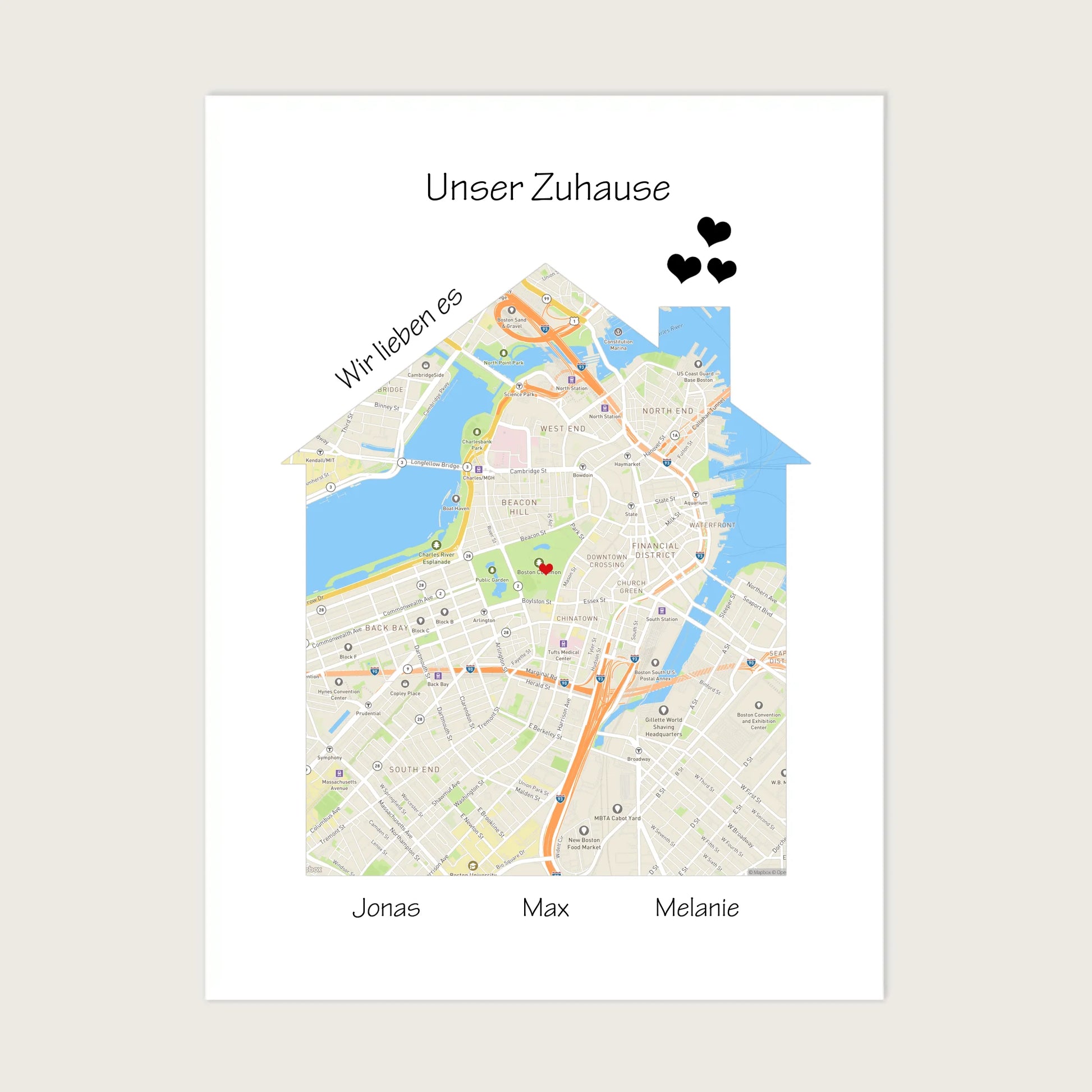 "Unser Zuhause" Poster als Einzugsgeschenk in Wohnung, Haus, Richtfest Leinwanddruck Leinwandbild