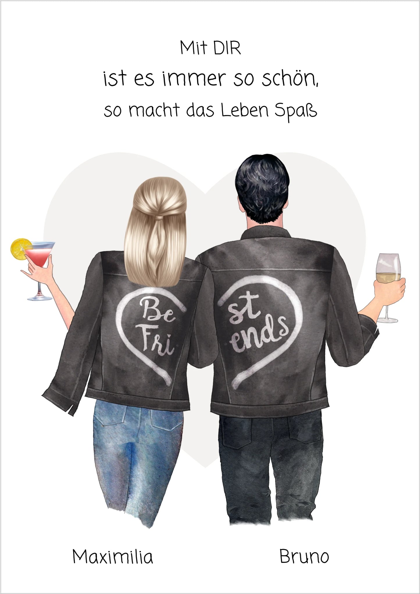 Personalisiertes Paar-Poster – Partnerbild mit Spruch als Geschenk für Freundin oder Freund