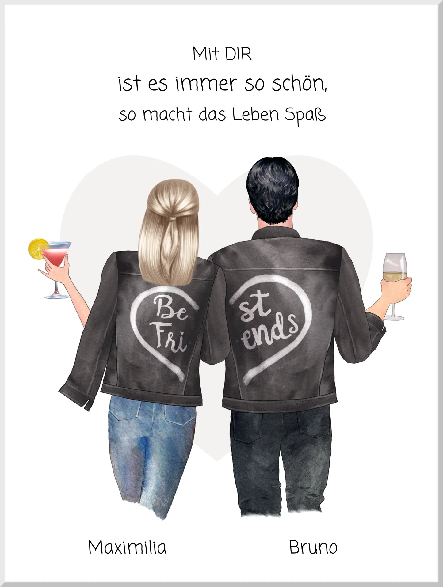 Personalisiertes Paar-Poster – Partnerbild mit Spruch als Geschenk für Freundin oder Freund