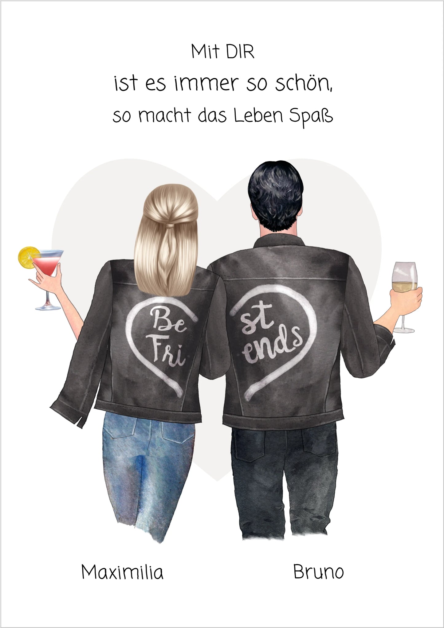 Personalisiertes Paar-Poster – Partnerbild mit Spruch als Geschenk für Freundin oder Freund