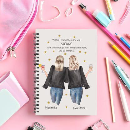 Personalisiertes Geburtstagsgeschenk beste Freundin - Collageblock - Wahre Freunde sind wie Sterne