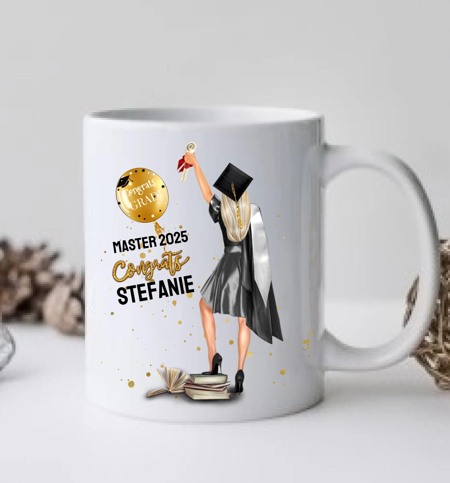 Geschenk Schulabschluß Personalisierte Tasse, Abschlußgeschenk Bachelor, Master, Doktor, Abitur, Abi