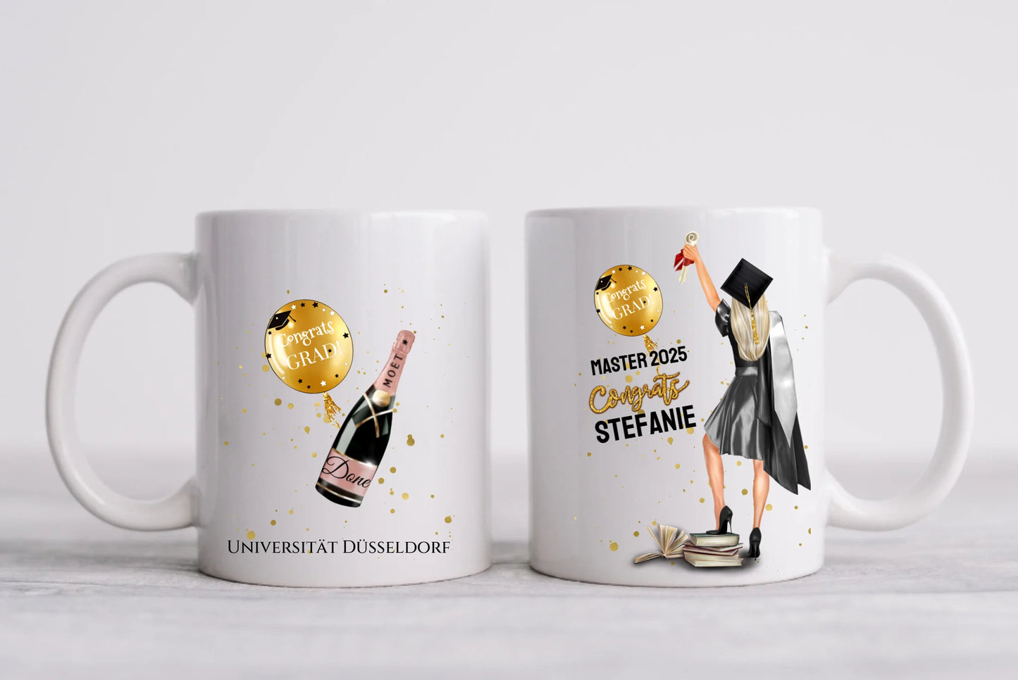 Geschenk Schulabschluß Personalisierte Tasse, Abschlußgeschenk Bachelor, Master, Doktor, Abitur, Abi