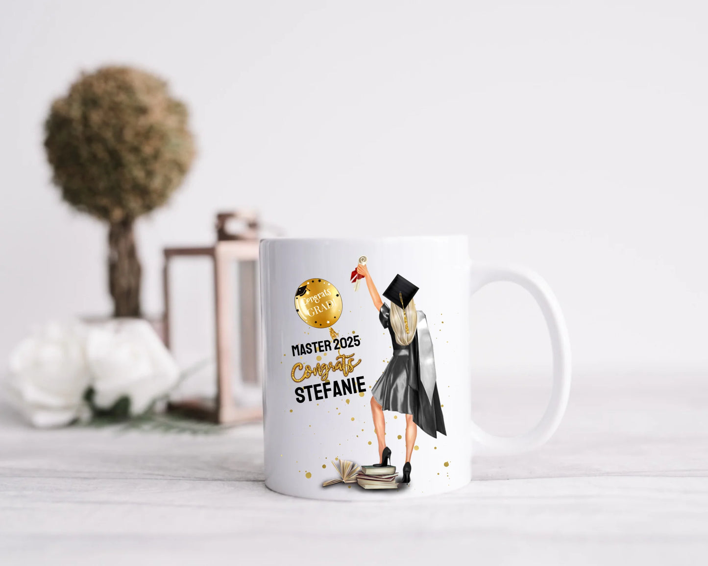 Geschenk Schulabschluß Personalisierte Tasse, Abschlußgeschenk Bachelor, Master, Doktor, Abitur, Abi