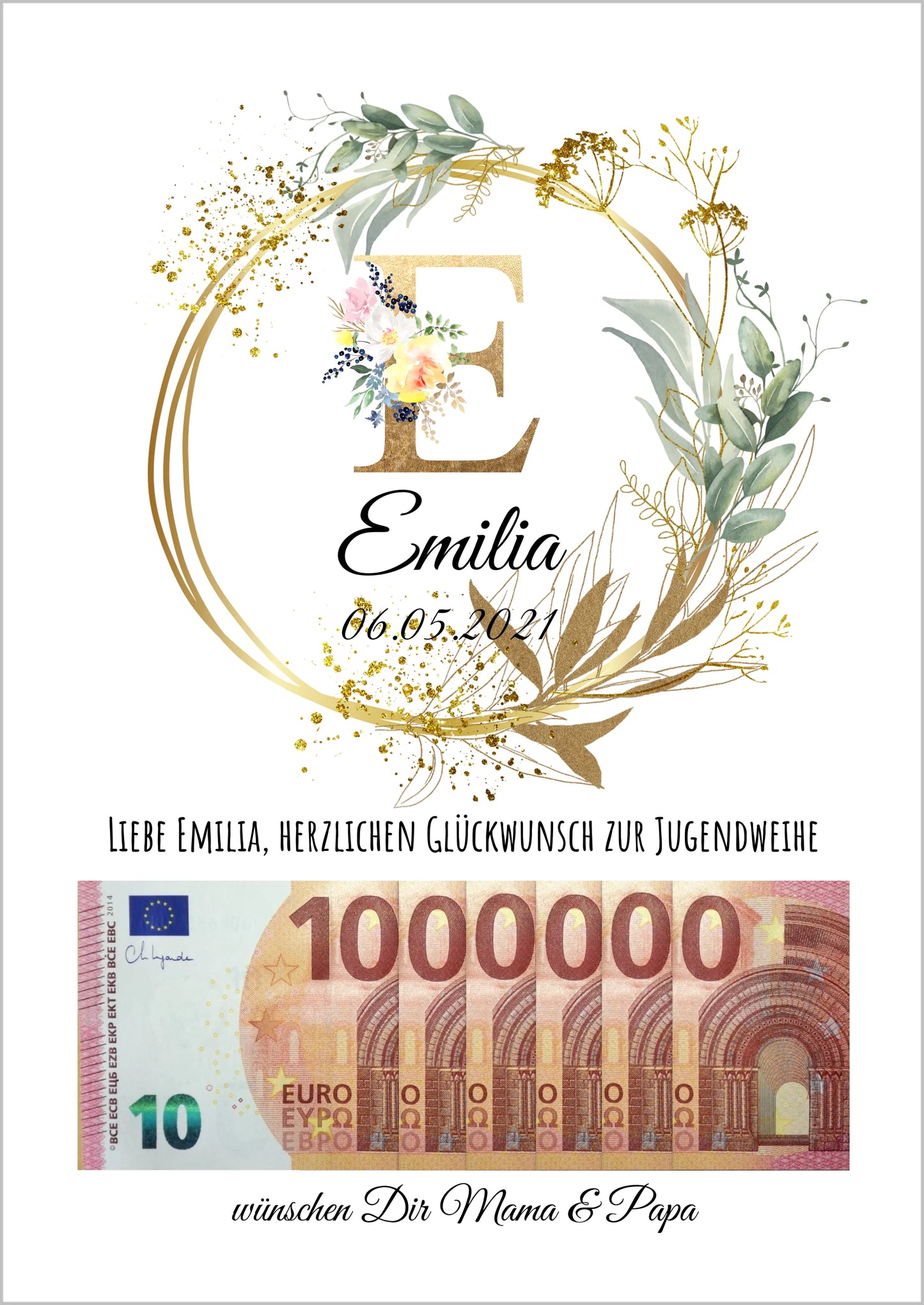 Personalisiertes Geschenk, Geldgeschenk Wunscherfüller zum Geburtstag, Jugendweihe, Kommunion, Konfirmation, 1. Million