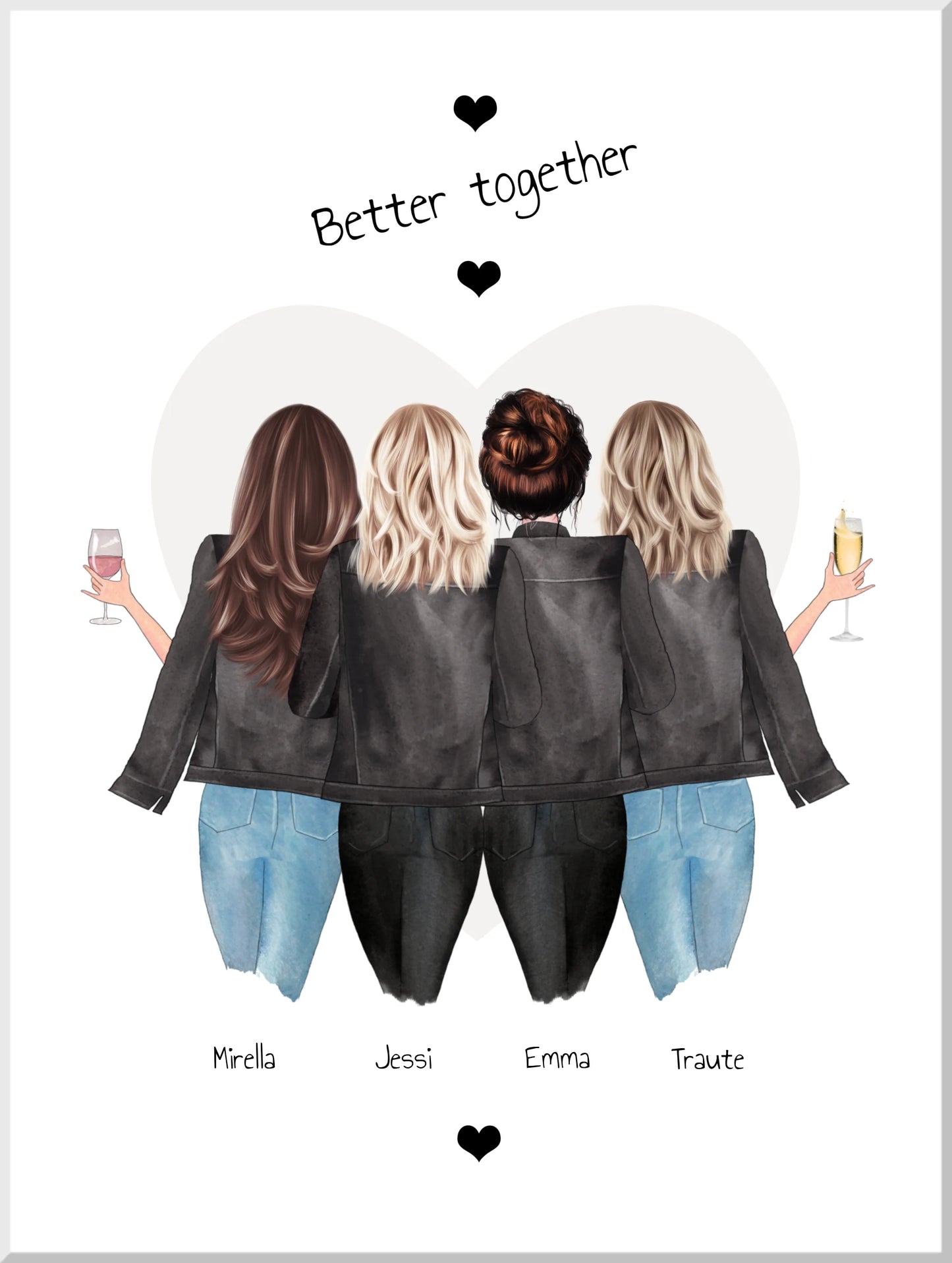 4 beste Freundinnen Poster Geschenk mit Spruch personalisiert - Beste Freundin Bild