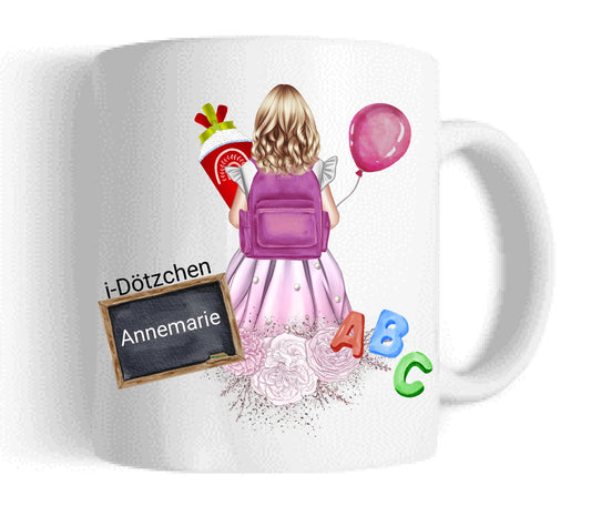 Personalisierte Tasse-Schulkind 2024-Personalisiertes Geschenk zur Einschulung Tasse für Mädchen - Einschulungsgeschenk | Kindertasse