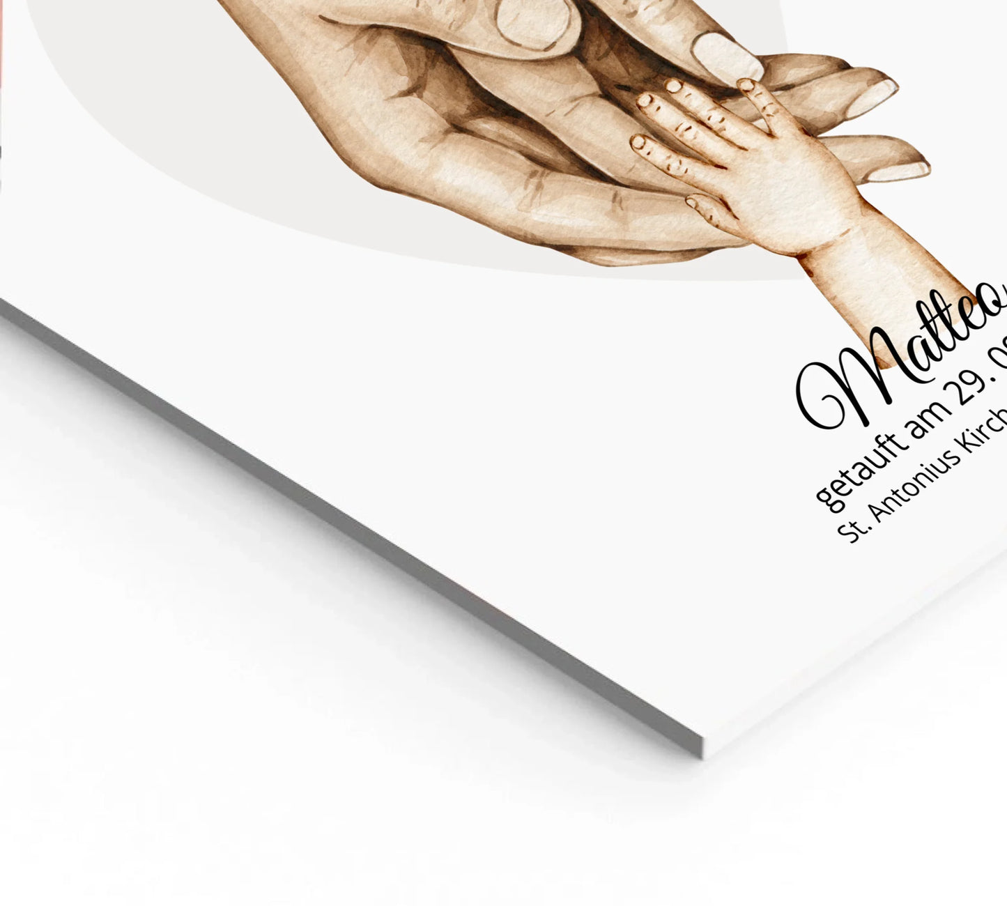 Taufgeschenk mit Namen und Datum | Personalisiertes Babygeschenk | Geschenk zur Taufe | Familiengeschenk Hände Motiv