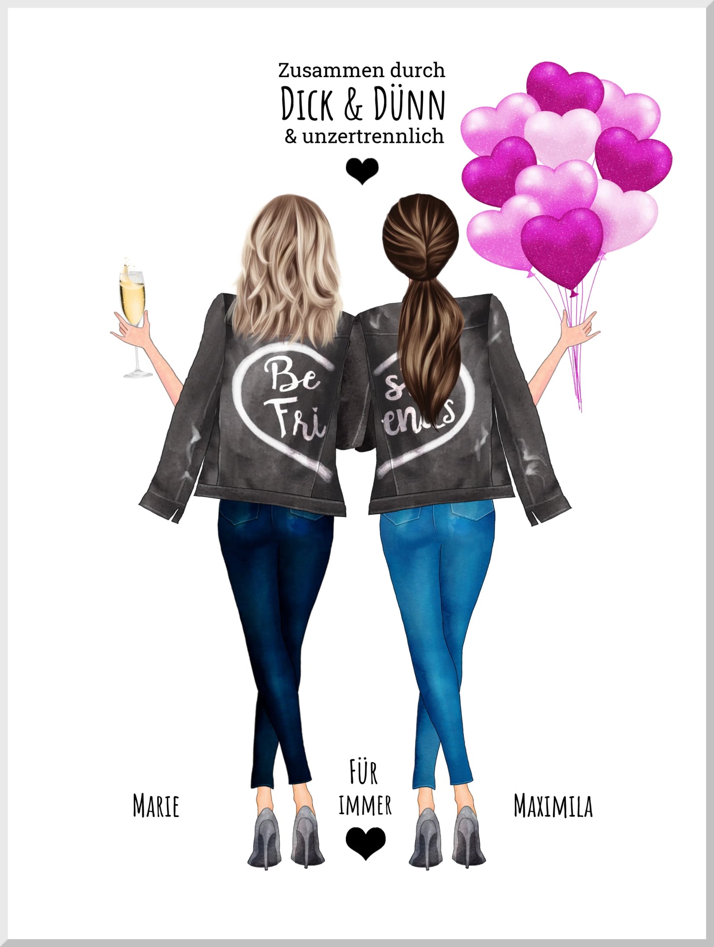 Beste Freundinnen Bild | Poster 2 Freundinnen Geschenk Geburtstagsgeschenk | Geburtstag Freundin, Schwester, Mama