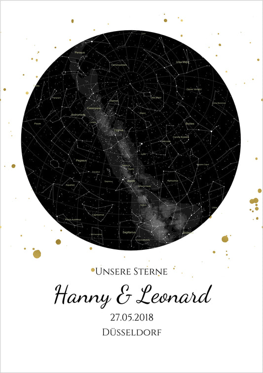 Hochzeitsgeschenk | Personalisierte Sternkarte |  Sternenhimmel Poster | Sternkarte Geschenk zur Hochzeit, zur Geburt, zur Taufe