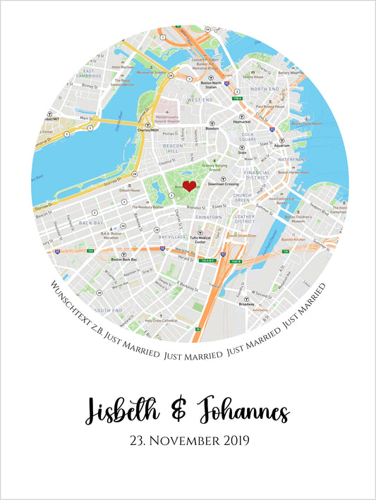 Wo alles begann personalisiertes Hochzeitsgeschenk | Stadtkarten Poster Geschenk Hochzeit Hochzeitstag, Jahrestag, Verlobung