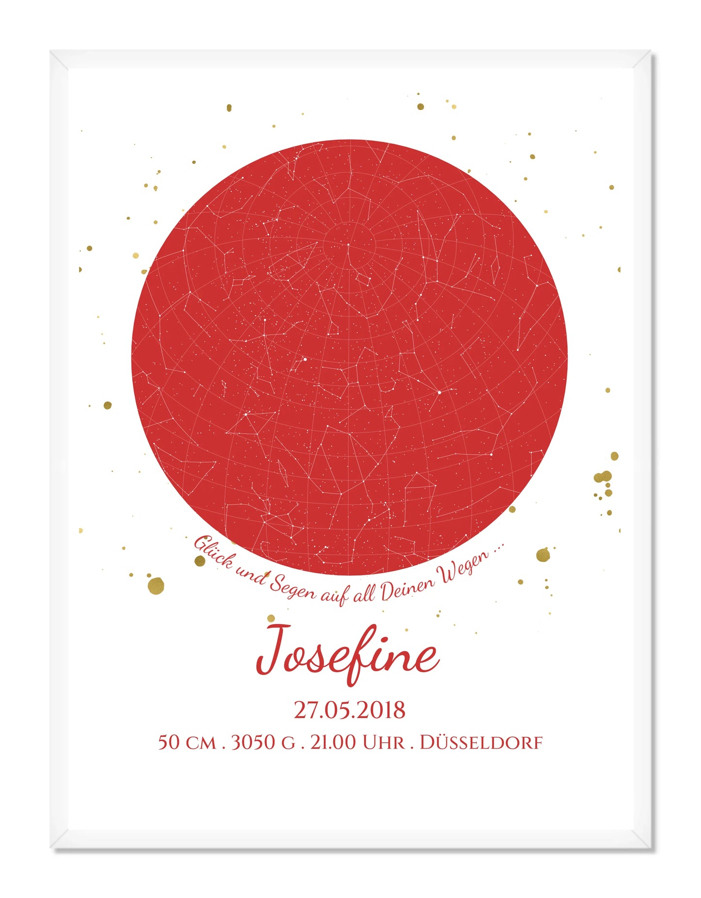 Geburtsgeschenk & Taufgeschenk Geburtsanzeige |  Poster Sternkarte Design | Babygeschenk zur Geburt, zur Taufe | Sternkarte Mädchen