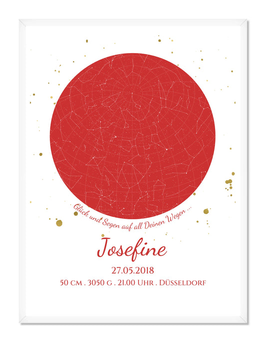 Geburtsgeschenk & Taufgeschenk Geburtsanzeige |  Poster Sternkarte Design | Babygeschenk zur Geburt, zur Taufe | Sternkarte Mädchen