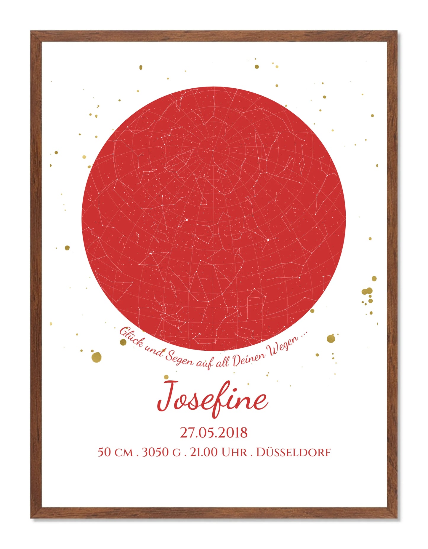 Geburtsgeschenk & Taufgeschenk Geburtsanzeige |  Poster Sternkarte Design | Babygeschenk zur Geburt, zur Taufe | Sternkarte Mädchen