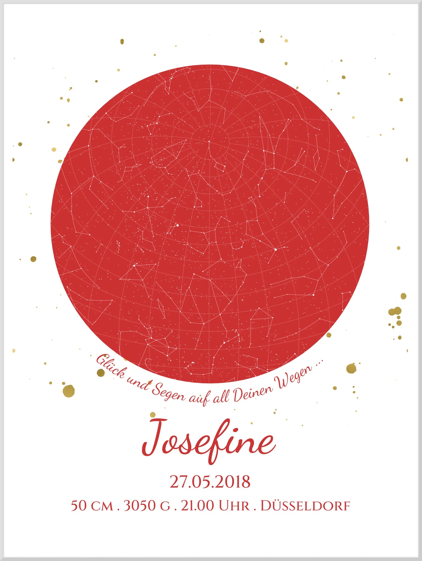 Geburtsgeschenk & Taufgeschenk Geburtsanzeige |  Poster Sternkarte Design | Babygeschenk zur Geburt, zur Taufe | Sternkarte Mädchen