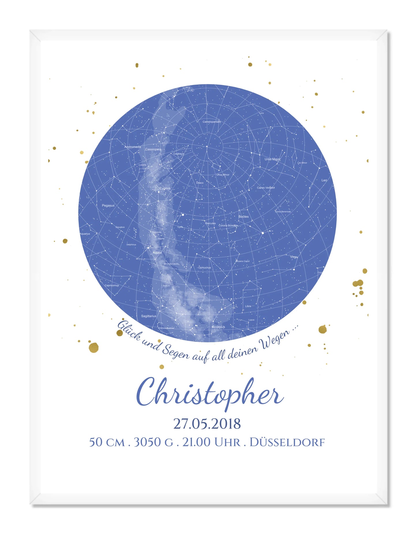 Geburtsgeschenk & Taufgeschenk Geburtsanzeige |  Poster Sternkarte Design | Babygeschenk zur Geburt, zur Taufe | Sternenbild Junge