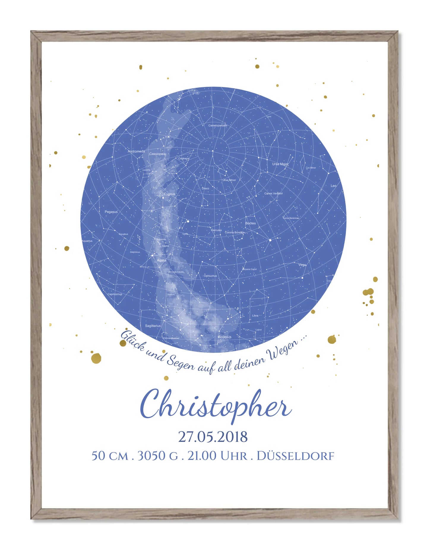 Geburtsgeschenk & Taufgeschenk Geburtsanzeige |  Poster Sternkarte Design | Babygeschenk zur Geburt, zur Taufe | Sternenbild Junge