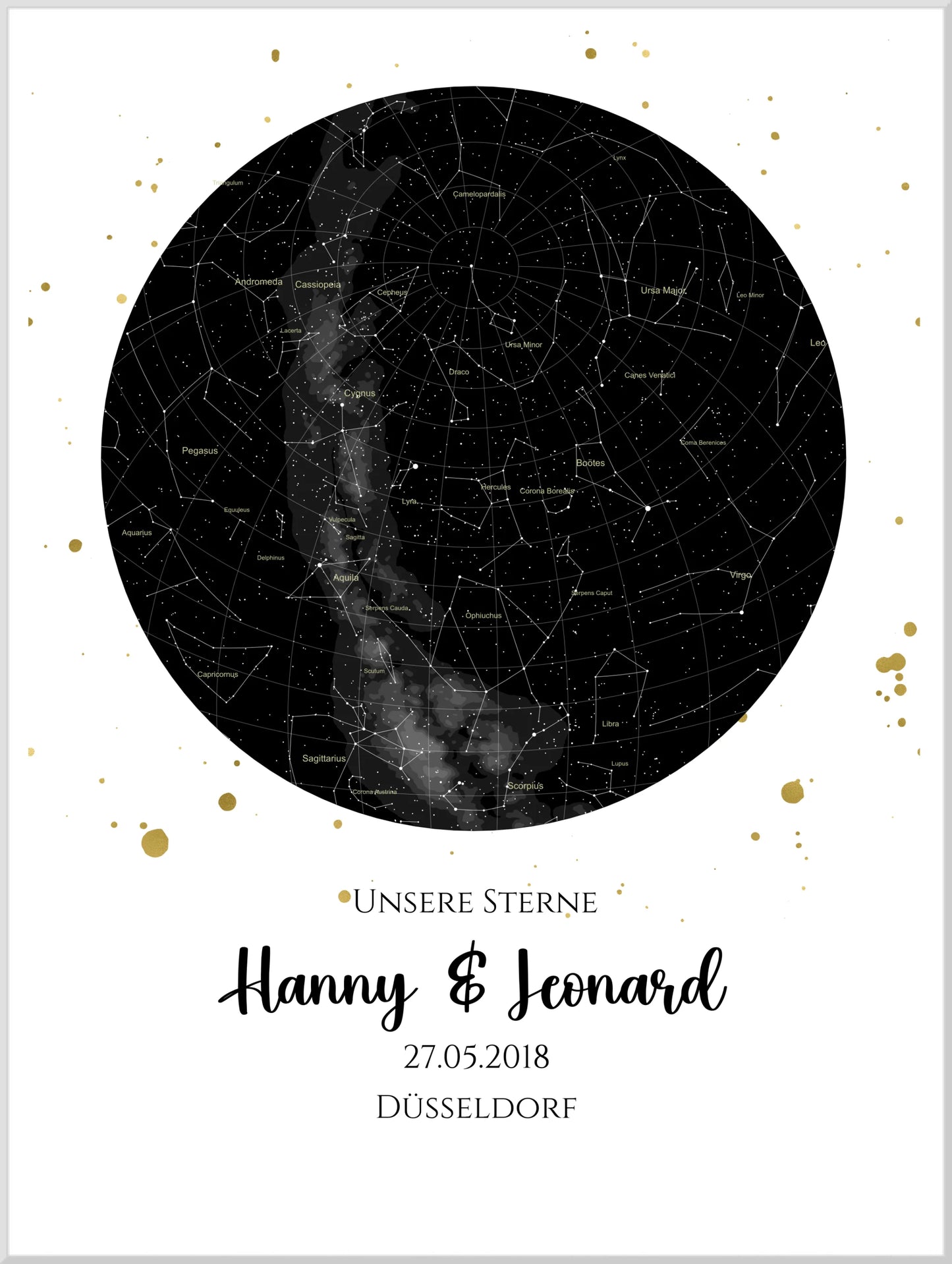 Hochzeitsgeschenk | Personalisierte Sternkarte |  Sternenbild Poster | Sternkarte Geschenk zur Hochzeit, zur Geburt, zur Taufe | Geschenk Brautpaar