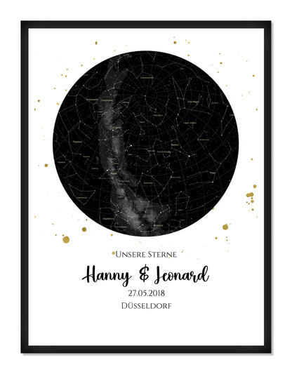 Hochzeitsgeschenk | Personalisierte Sternkarte |  Sternenbild Poster | Sternkarte Geschenk zur Hochzeit, zur Geburt, zur Taufe | Geschenk Brautpaar