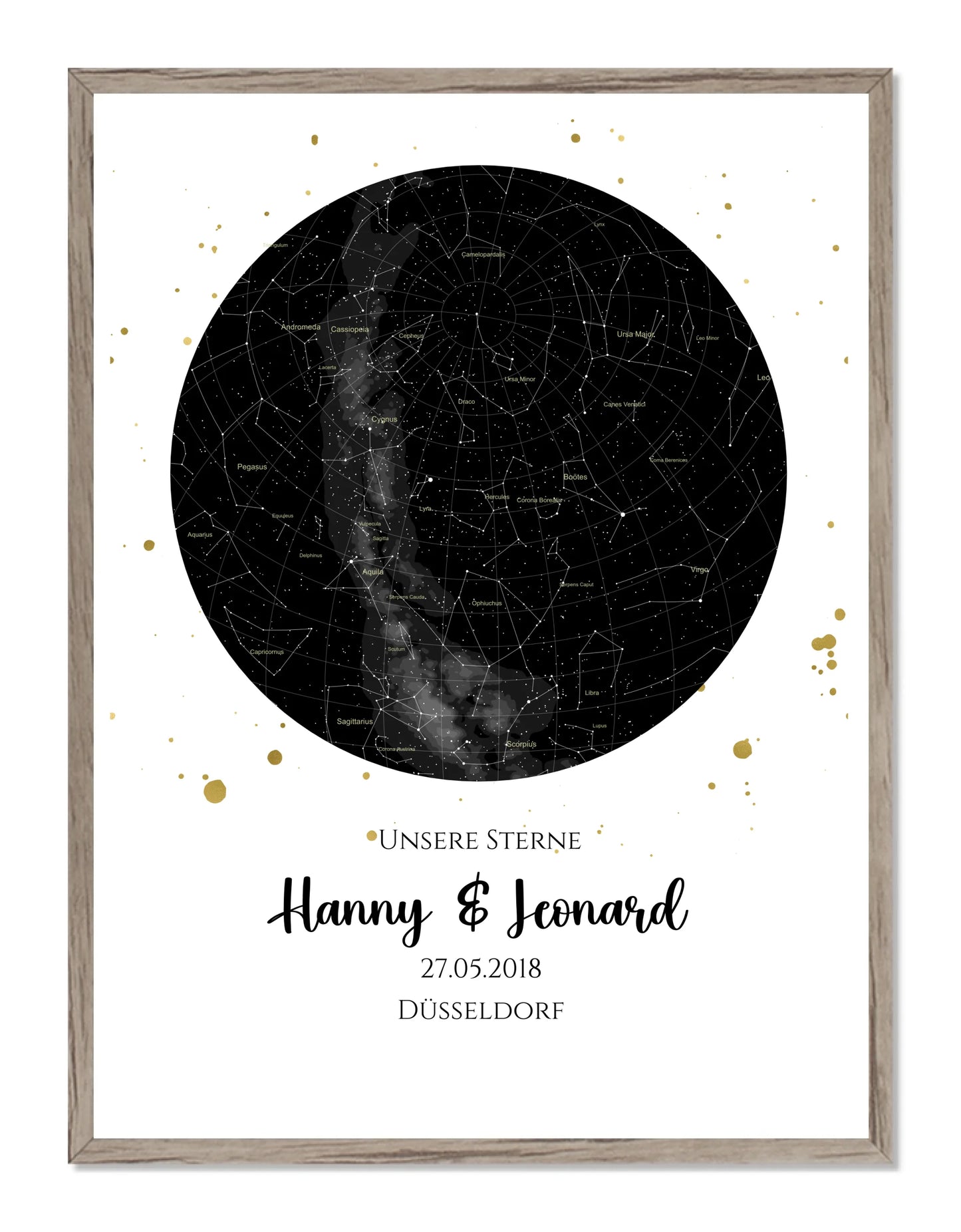 Hochzeitsgeschenk | Personalisierte Sternkarte |  Sternenbild Poster | Sternkarte Geschenk zur Hochzeit, zur Geburt, zur Taufe | Geschenk Brautpaar