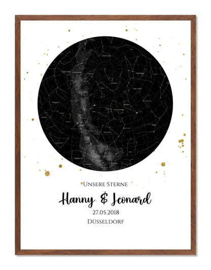 Hochzeitsgeschenk | Personalisierte Sternkarte |  Sternenbild Poster | Sternkarte Geschenk zur Hochzeit, zur Geburt, zur Taufe | Geschenk Brautpaar