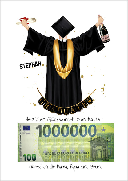 Personalisiertes Geldgeschenk zum Abschluss – stilvolles Poster für Abi, Bachelor, Master & Doktor