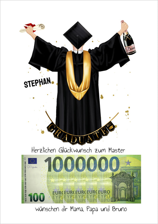 Personalisiertes Geldgeschenk zum Abschluss – stilvolles Poster für Abi, Bachelor, Master & Doktor