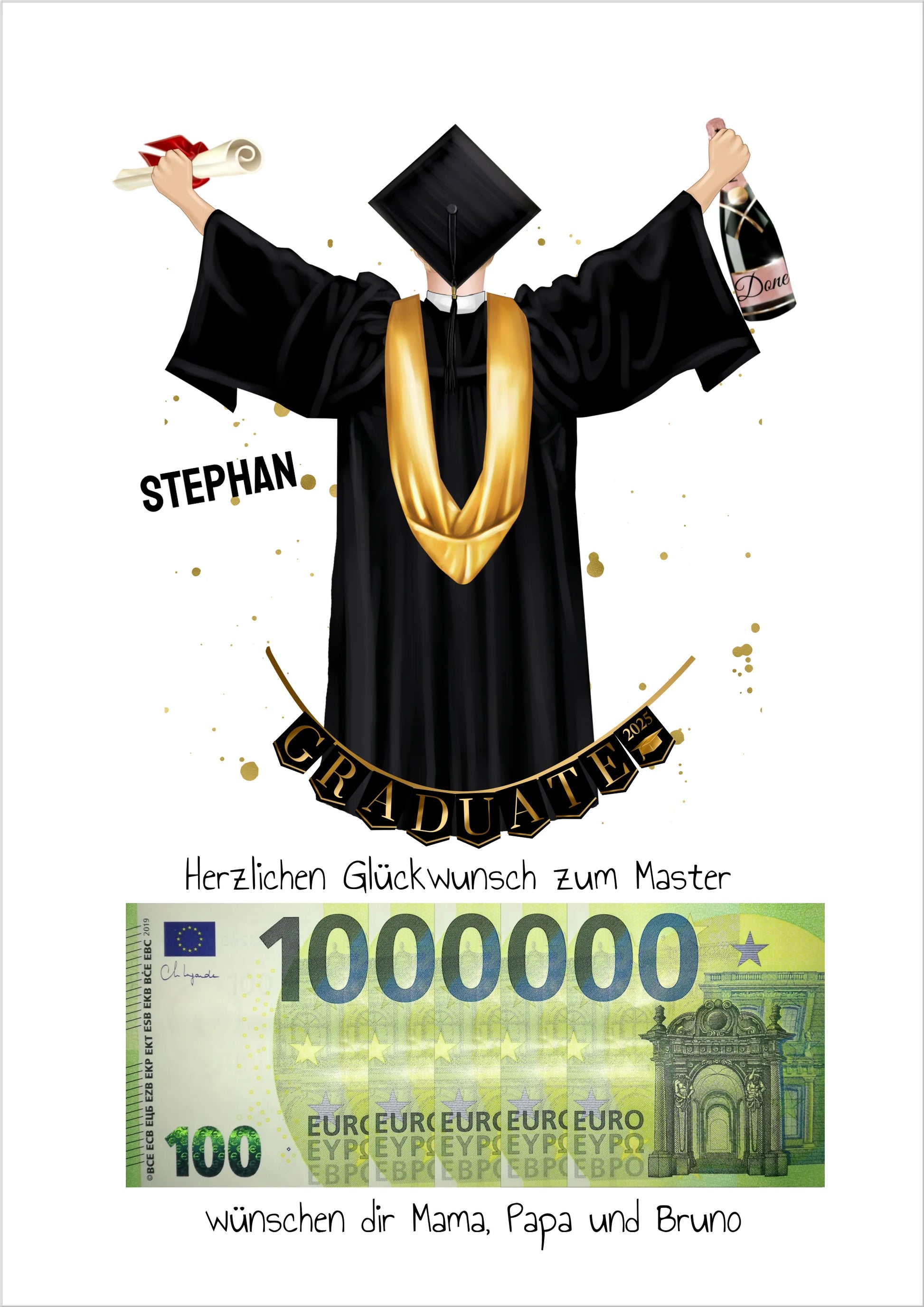 Personalisiertes Geldgeschenk zum Abschluss – stilvolles Poster für Abi, Bachelor, Master & Doktor