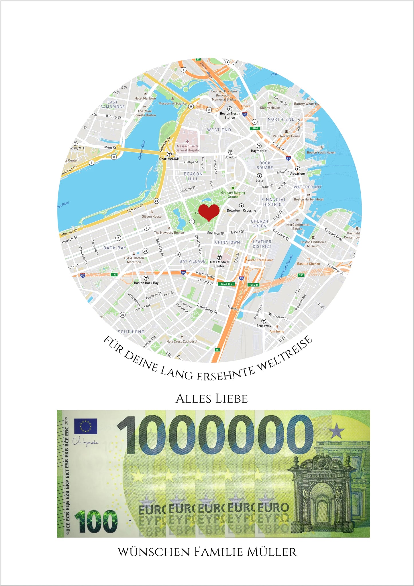 Personalisiertes Geldgeschenk für Reisen – Wunscherfüller Poster mit Namen & Reiseziel